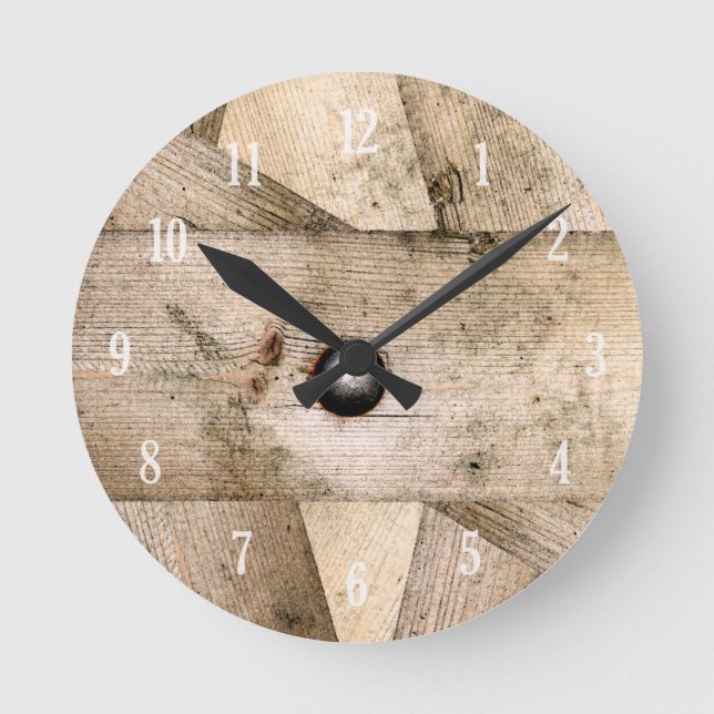 Redondo Mediano Reloj de madera (Anverso)