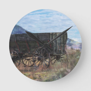 Redondo Mediano Reloj de madera del carro