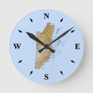 Redondo Mediano Reloj de mapa de Belice