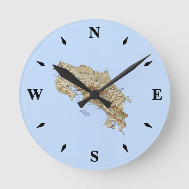 Redondo Mediano Reloj de mapa de Costa Rica (Anverso)