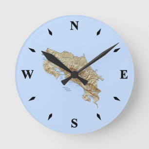 Redondo Mediano Reloj de mapa de Costa Rica