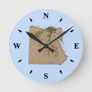 Redondo Mediano Reloj de mapa de Egipto