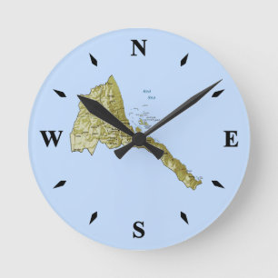 Redondo Mediano Reloj de mapa de Eritrea