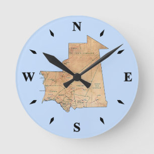 Redondo Mediano Reloj de mapa de Mauritania