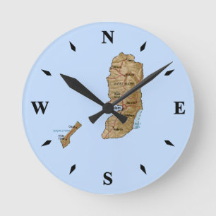 Redondo Mediano Reloj de mapa de Palestina