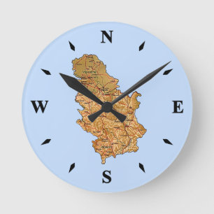 Redondo Mediano Reloj de mapa de Serbia