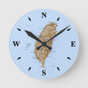Redondo Mediano Reloj de mapa de Taiwán