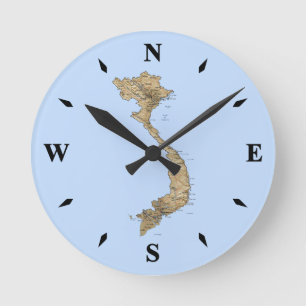 Redondo Mediano Reloj de mapa de Vietnam