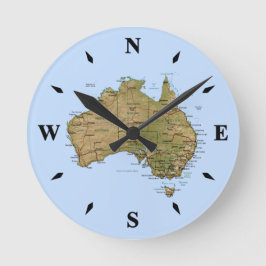 Redondo Mediano Reloj de mapas de Australia