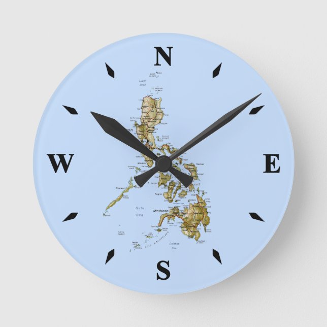 Redondo Mediano Reloj de mapas de Filipinas (Anverso)