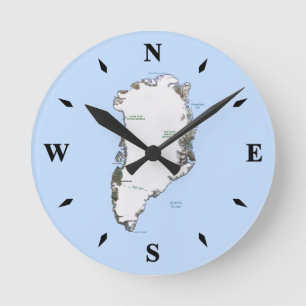 Redondo Mediano Reloj de mapas de Groenlandia