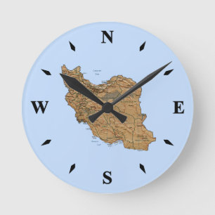 Redondo Mediano Reloj de mapas de Irán