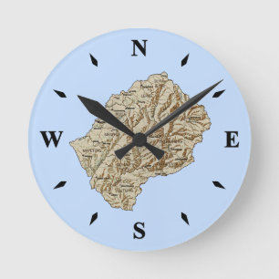 Redondo Mediano Reloj de mapas de Lesoto