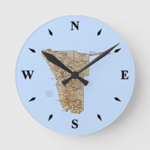 Redondo Mediano Reloj de mapas de Namibia