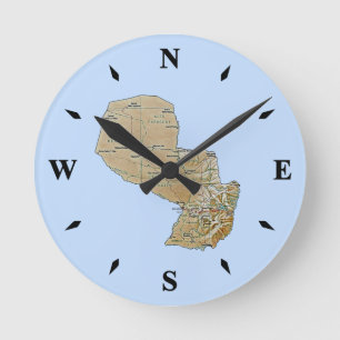 Redondo Mediano Reloj de mapas de Paraguay