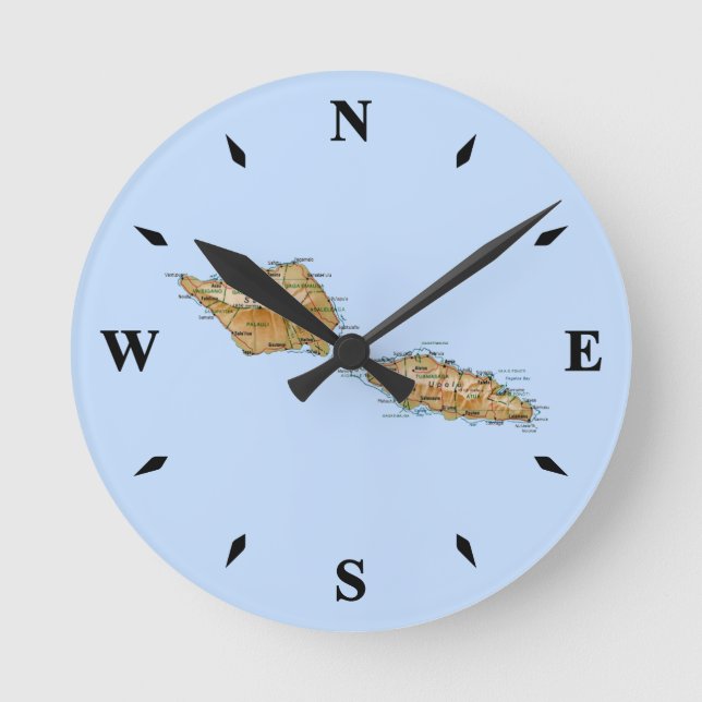 Redondo Mediano Reloj de mapas de Samoa (Anverso)