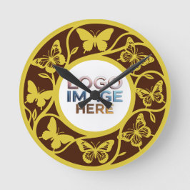 Redondo Mediano Reloj de mariposa marrón y dorado personalizado