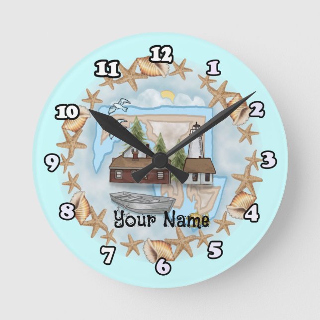 Redondo Mediano Reloj de Maryland Shells Lighthouse (Anverso)