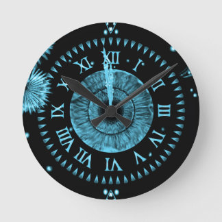 Redondo Mediano Reloj de medianoche azul claro