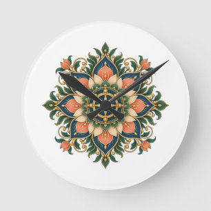 Redondo Mediano Reloj de meditación Mandala Rueda del Dharma de Lo
