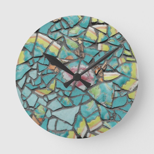 Redondo Mediano Reloj de mosaico (Anverso)