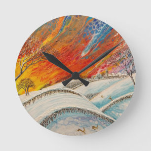 Redondo Mediano Reloj de Navidades del Día de los Inviernos en Ing