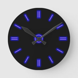 Redondo Mediano Reloj de neón azul