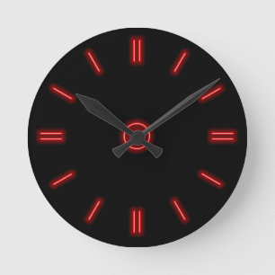 Redondo Mediano Reloj de neón rojo