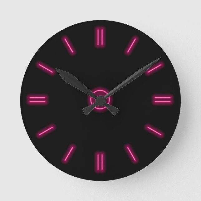 Redondo Mediano Reloj de neón rosado (Anverso)