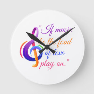 Redondo Mediano Reloj de notas musicales con cita musical.