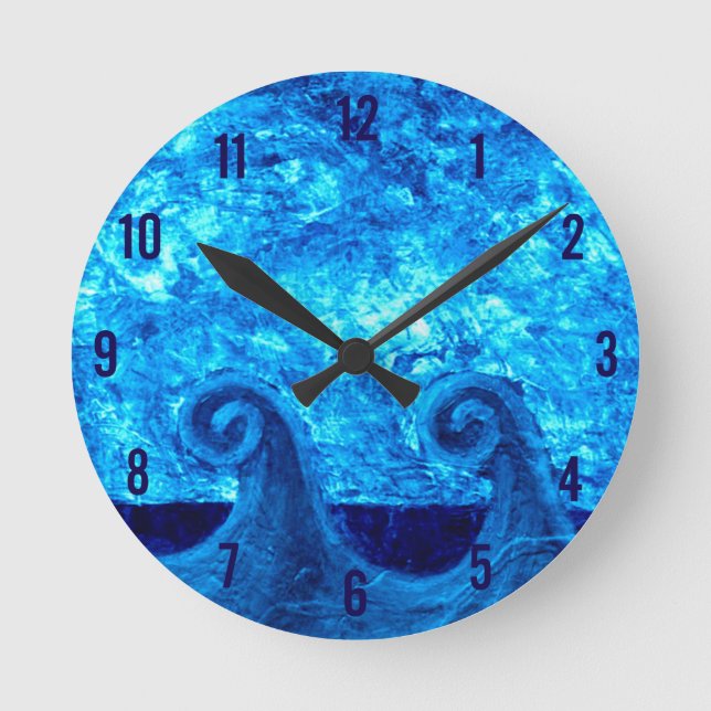Redondo Mediano Reloj de Olas Azules (Anverso)