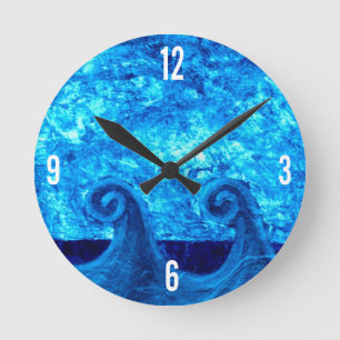 Redondo Mediano Reloj de Olas Azules