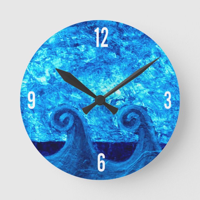 Redondo Mediano Reloj de Olas Azules (Anverso)