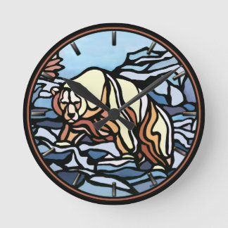 Redondo Mediano Reloj de oso polar Guay Tribal Bear Art Wall Clock