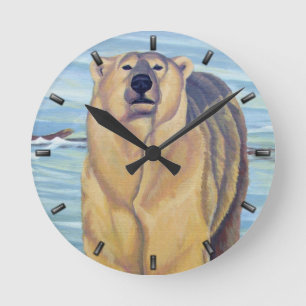 Redondo Mediano Reloj de oso polar Oso Art Wall Clocks Decoración 