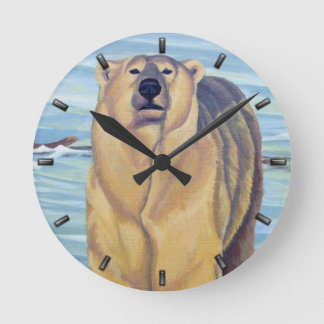 Redondo Mediano Reloj de oso polar Oso Art Wall Clocks Decoración