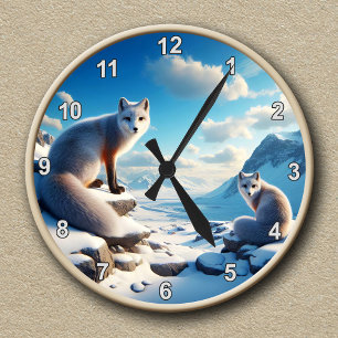 Redondo Mediano Reloj de paisaje invernal del zorro ártico persona