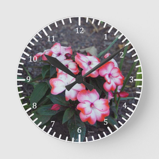 Redondo Mediano Reloj de paneles rosados (Anverso)