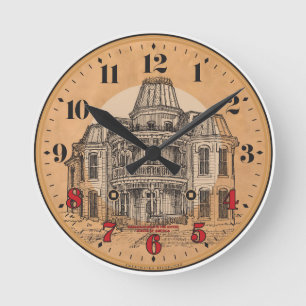 Redondo Mediano Reloj de pared: Mansión del Victorian