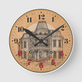 Redondo Mediano Reloj de pared: Mansión del Victorian