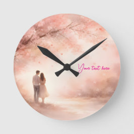 Redondo Mediano Reloj de Pareja Romántica – Arte de Pared con Text