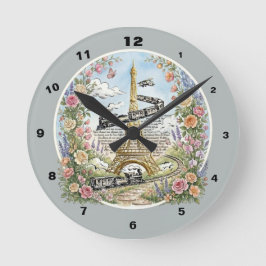 Redondo Mediano Reloj de París, Torre Eiffel Romántica, Arte Franc