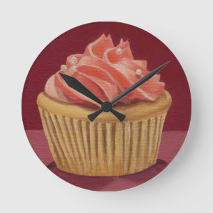 Redondo Mediano Reloj de pastel rosa