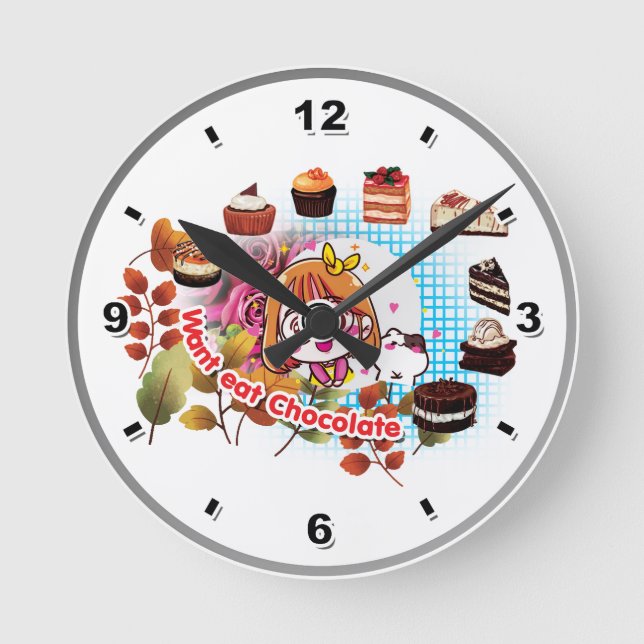 Redondo Mediano Reloj de pasteles de chocolate (Anverso)