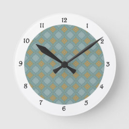 Redondo Mediano Reloj de patrón azul y dorado