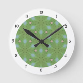 Redondo Mediano Reloj de patrón de hojas verdes y azules