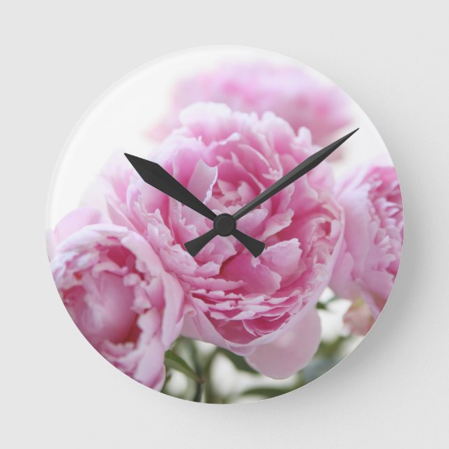 Redondo Mediano reloj de peonías rosadas (Anverso)