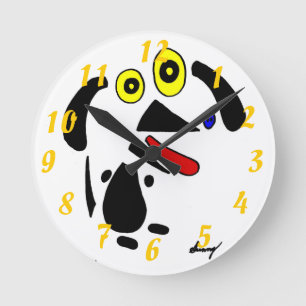 Redondo Mediano Reloj de perro abstracto