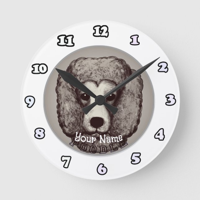 Redondo Mediano Reloj de perro caniche (Anverso)
