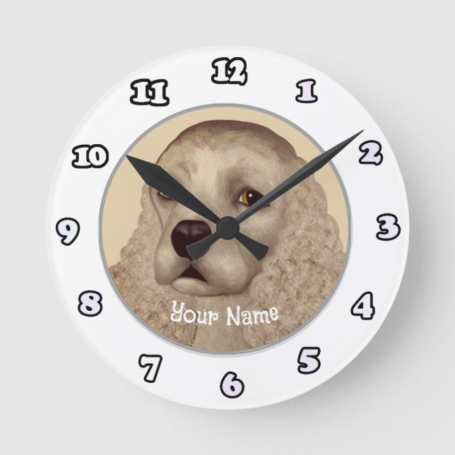 Redondo Mediano Reloj de perro Cocker Spaniel (Anverso)